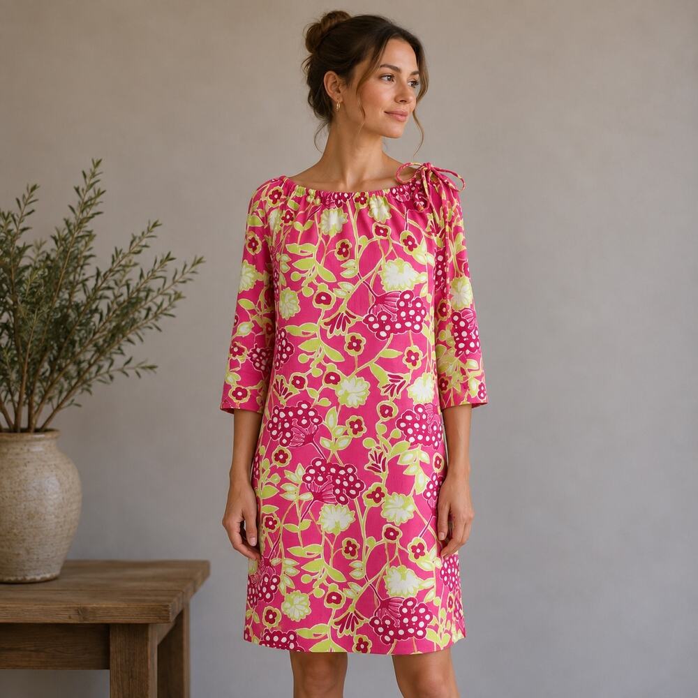 Lilly Pulitzer Pink Floral Knit Shift Dress Small